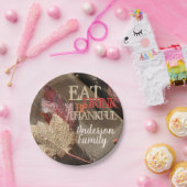 Erntedank essen Drink ist dankbar rustikales Foto Pappteller (Party)