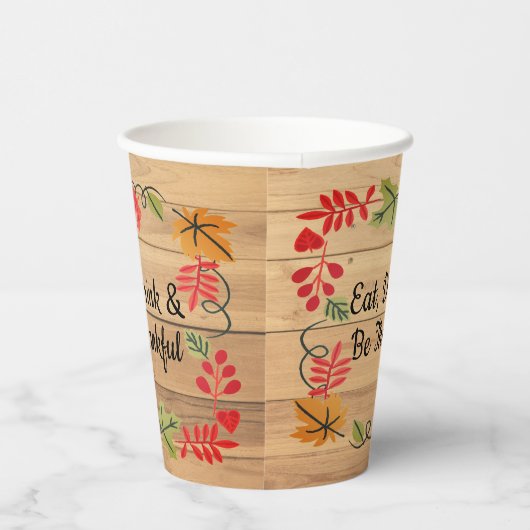 Erntedank essen Drink & Sei fröhlich hellbraunes H Pappbecher (Rechts)