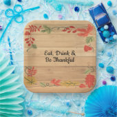 Erntedank essen Drink & Sei fröhlich hellbraunes H Pappteller (Party)