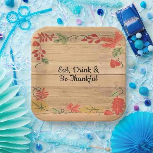 Erntedank essen Drink & Sei fröhlich hellbraunes H Pappteller (Party)