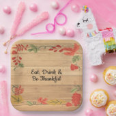 Erntedank essen Drink & Sei fröhlich hellbraunes H Pappteller (Party)