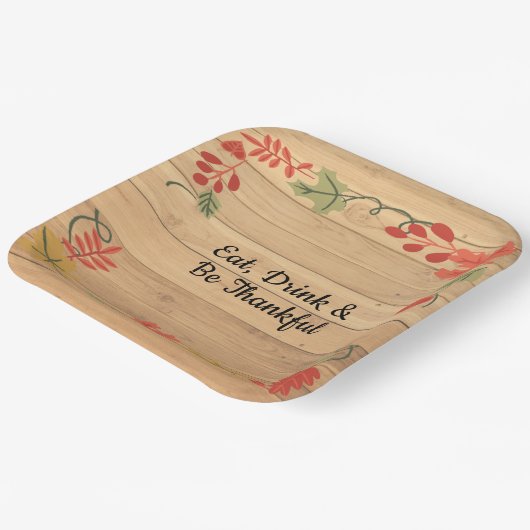 Erntedank essen Drink & Sei fröhlich hellbraunes H Pappteller (Gewinkelt)