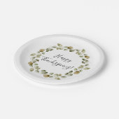 Erntedank Eucalyptus Wreath Pappteller (Schrägansicht)