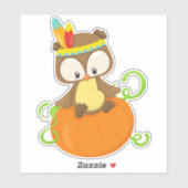 Erntedank-Eule, braune Eule, Federn, Kürbis Aufkleber (Blatt)