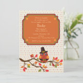 Erntedank-Eulen-Einladung Einladung (Stehend Vorderseite)