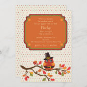 Erntedank-Eulen-Einladung Einladung (Vorne/Hinten)