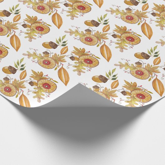 Erntedank Fall Acorn Wasserfarbe Geschenkpapier (Ecke)