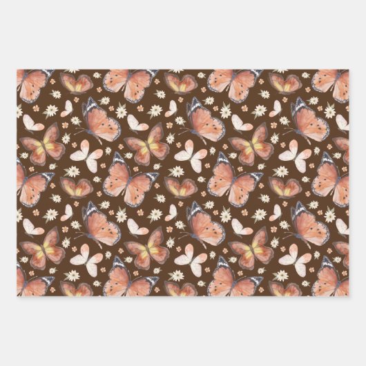 Erntedank Fall Butterfly BOHO Blumenherbst Geschenkpapier Set (Vorderseite 3)