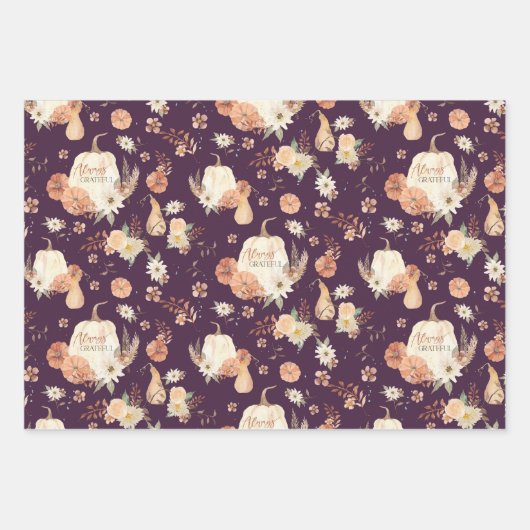 Erntedank Fall Butterfly BOHO Blumenherbst Geschenkpapier Set (Vorderseite)