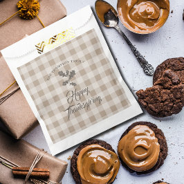 Erntedank Fall Foliage Blätter Braun Kariert Geschenktütchen