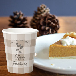 Erntedank Fall Foliage Blätter Braun Kariert Pappbecher