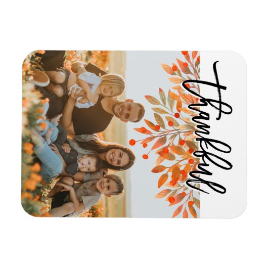 Erntedank Fall Foliage Blätter Skript-Foto Magnet (Horizontal)