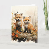 Erntedank Fall Fox Illustration Karte (Vorderseite)