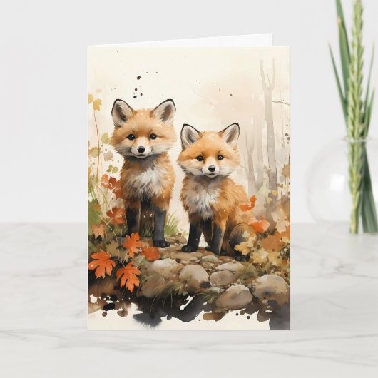 Erntedank Fall Fox Illustration Karte (Vorderseite)