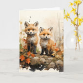 Erntedank Fall Fox Illustration Karte (Gelbe Blume)