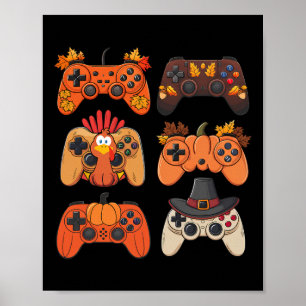 Erntedank Fall Gaming Controller Türkei Funny Poster