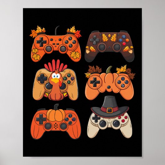 Erntedank Fall Gaming Controller Türkei Funny Poster (Vorne)