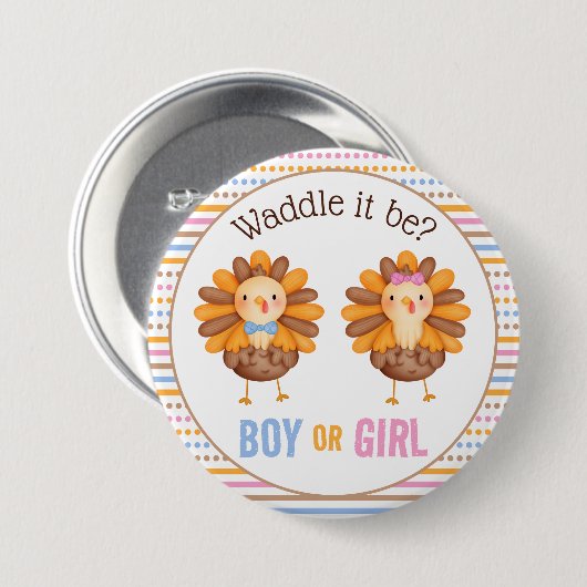 Erntedank Fall Gender-Offenlegung Türkei Button (Vorne & Hinten)