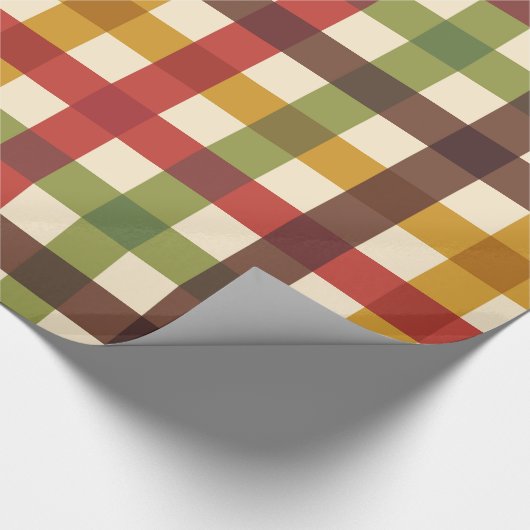 Erntedank Fall Gingham Kariert Tartan Geschenkpapier (Ecke)