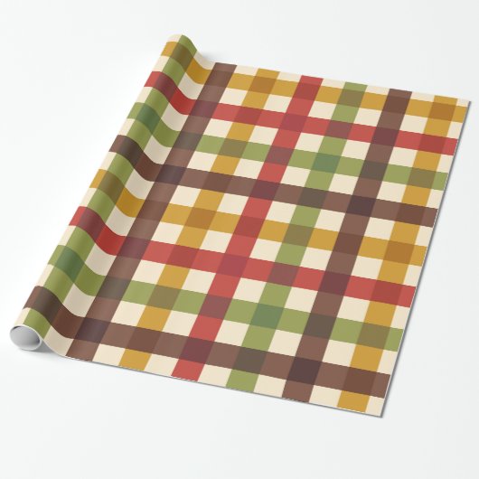 Erntedank Fall Gingham Kariert Tartan Geschenkpapier (Ungerollt)