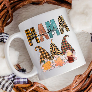 Erntedank Fall Gnomes Dankbarkeit Mama Kariert Kaffeetasse
