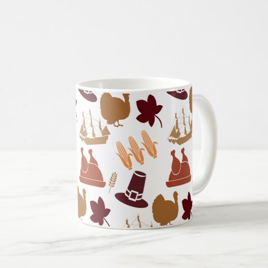 Erntedank-Fall-Herbst-Ernte-Muster Kaffeetasse (VorderseiteRechts)