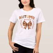 Erntedank Fall Kariert Bow Herbstmädchen Tri-Blend Shirt (Vorderseite)