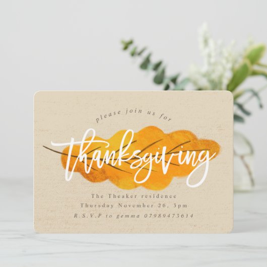 ERNTEDANK FALL LEAF EINLADUNG (Stehend Vorderseite)