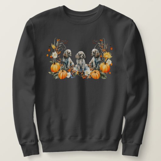 Erntedank Fall Poodle Hund mit Pumpkins Design Sweatshirt (Design vorne)