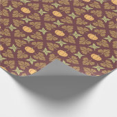Erntedank Fall Pumpkin Autum Leaf Muster dunkel Geschenkpapier (Ecke)