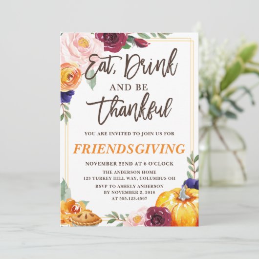 Erntedank Fall Pumpkin Einladung (Stehend Vorderseite)