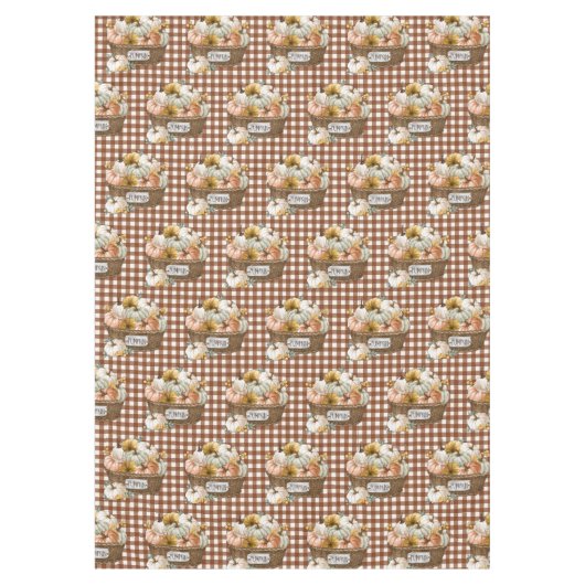 Erntedank Fall Pumpkins Brown Gingham Tischdecke (Vorderseite)