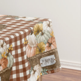 Erntedank Fall Pumpkins Brown Gingham Tischdecke