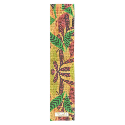 Erntedank Fall Rustikale Herbstleaf dankbar Kurzer Tischläufer (Vorderseite)