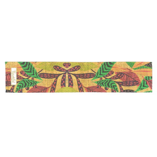 Erntedank Fall Rustikale Herbstleaf dankbar Kurzer Tischläufer (Horizontal)