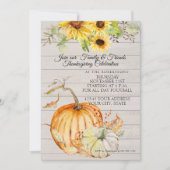 Erntedank Fall Sonnenblumenblätter aus Holz Pumpki Einladung (Vorderseite)