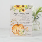 Erntedank Fall Sonnenblumenblätter aus Holz Pumpki Einladung (Stehend Vorderseite)