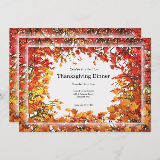 Erntedank Fall Tree Circle Einladung (Vorne/Hinten)