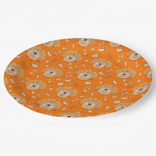 Erntedank Fall Türkei Pappteller (Schrägansicht)