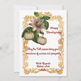 Erntedank Fall White Pumpkins Gold Frame Card