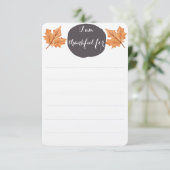 Erntedank-Familientabelle| Dankbare Liste Einladung (Stehend Vorderseite)