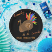 Erntedank Family Friends Turkey Feathers Pappteller (Party)