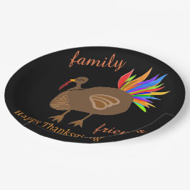 Erntedank Family Friends Turkey Feathers Pappteller