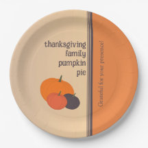 Erntedank Family Pumpkin Pie Paper Teller