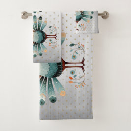 Erntedank Farbenfrohe Türkei Goldene Sterne Silber Badhandtuch Set