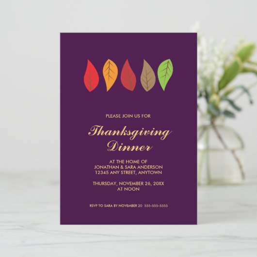 Erntedank Farbige Blätter Einladung (Stehend Vorderseite)