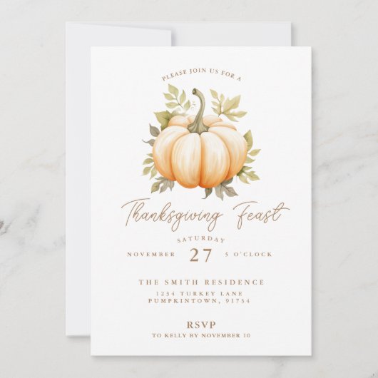 Erntedank Feeling Pumpkin Dinner Party Einladung (Vorderseite)