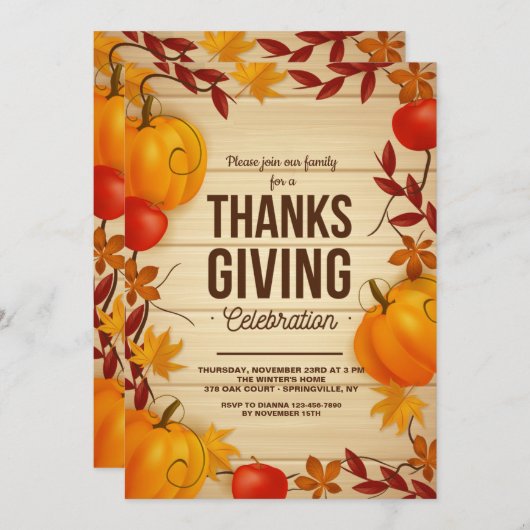 Erntedank Feier Einladung (Vorne/Hinten)