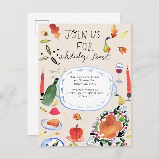 Erntedank Feierabend Einladung Postkarte (Vorne/Hinten)