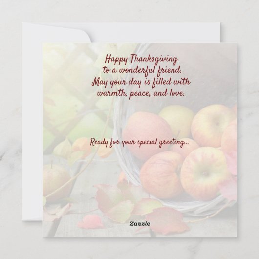 Erntedank Feiertagskarte (Rückseite)